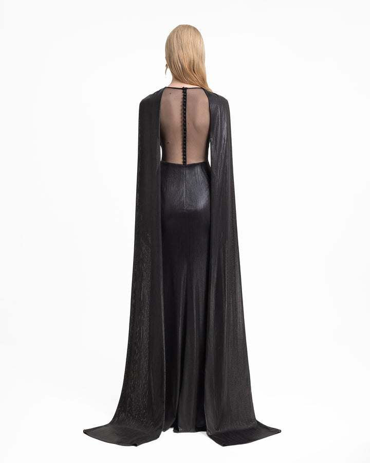 Lamé Dress with Cape Sleeves