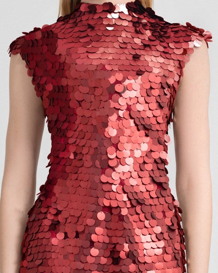 Sequin Dress with Plissé Cape - Gemy Maalouf