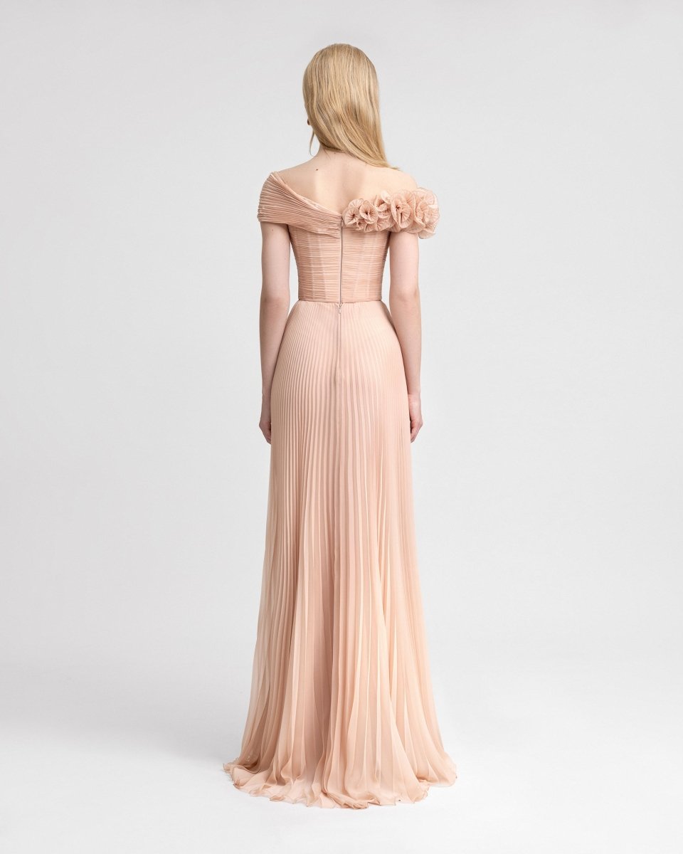 Asymmetrical Chiffon Corset Dress - Gemy Maalouf