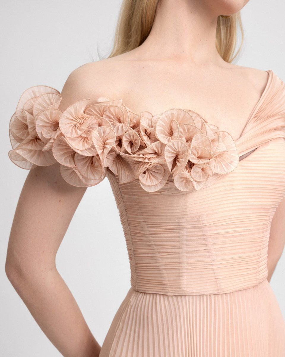 Asymmetrical Chiffon Corset Dress - Gemy Maalouf