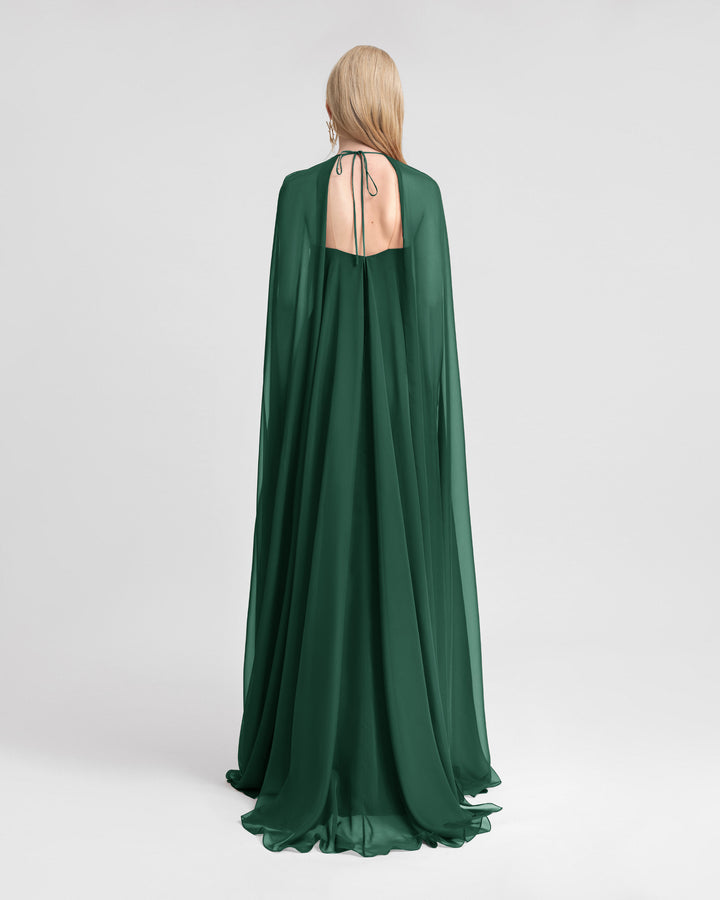 فستان بتفصيلة عقدة وأكمام كاب