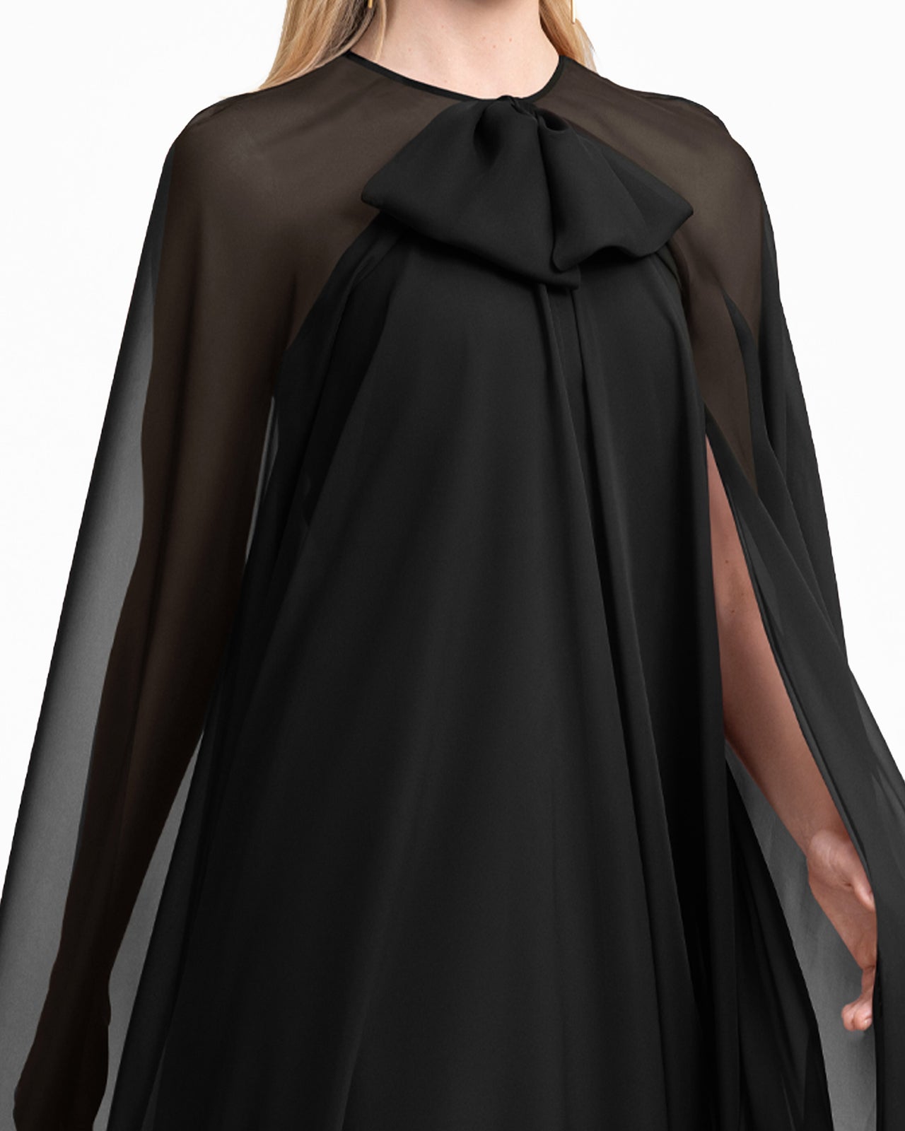 Bow Detail Dress with Cape Sleeves