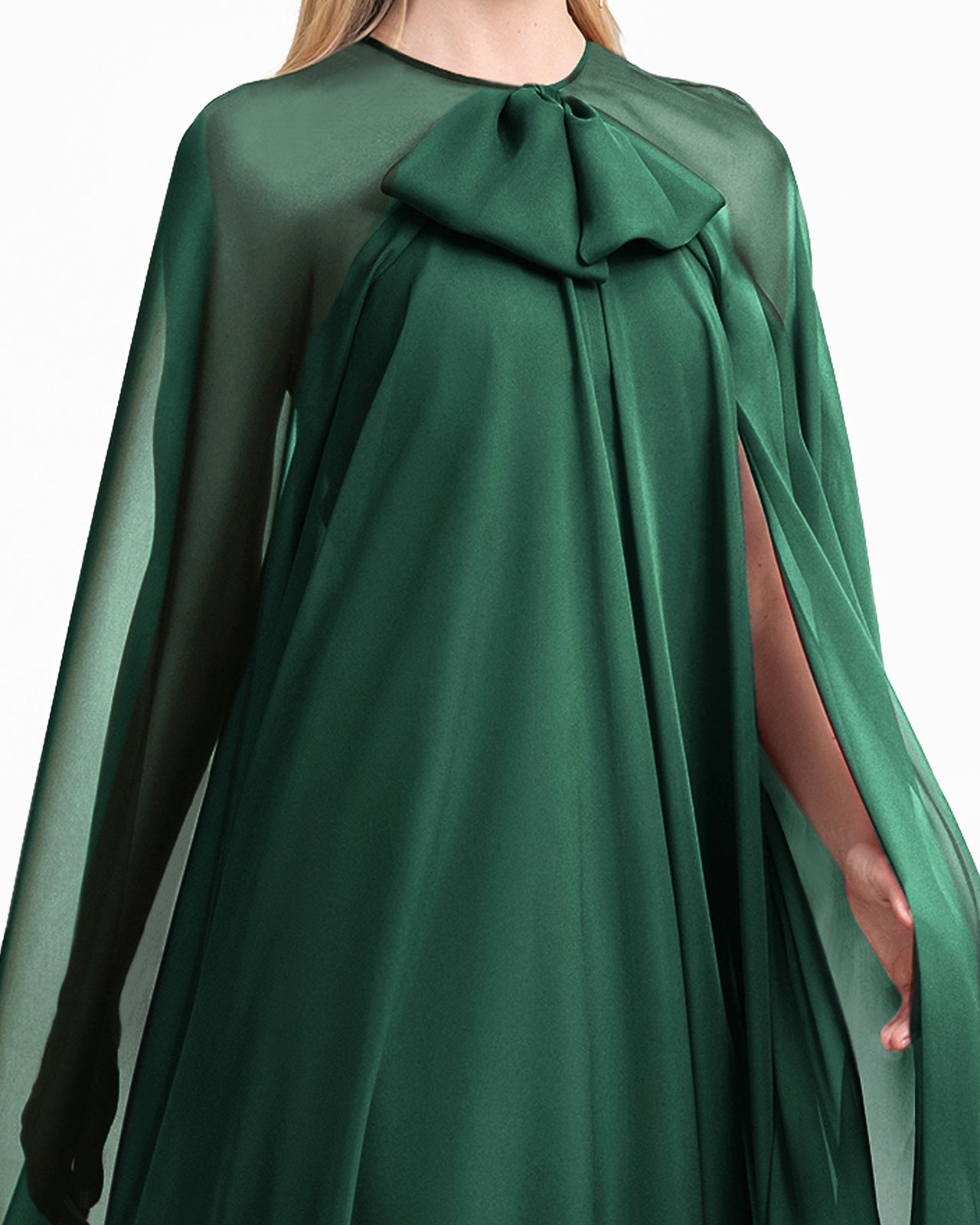 Bow Detail Dress with Cape Sleeves