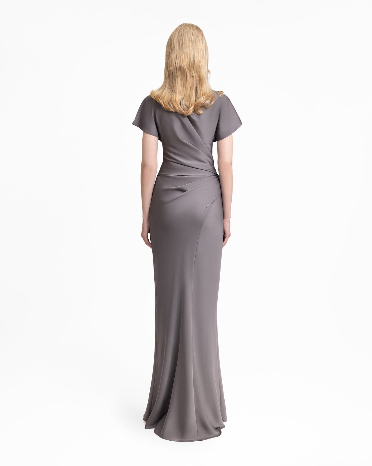 Asymmetrical Draped Satin Dress