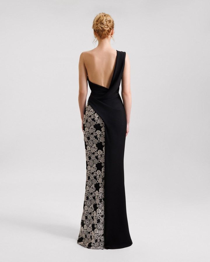 One - Shoulder Dress Embroided on The Side - Gemy Maalouf