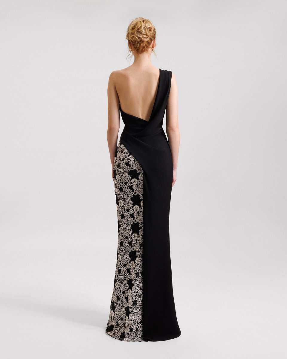 One - Shoulder Dress Embroided on The Side - Gemy Maalouf