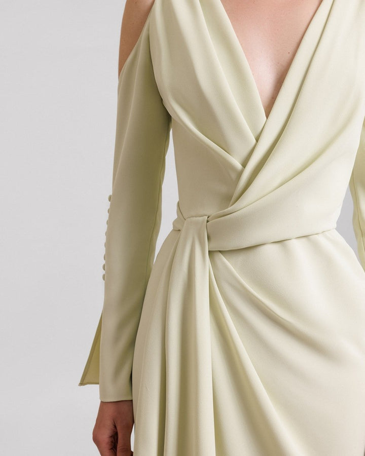 Draped Cut - Out Shoulder Dress - Gemy Maalouf