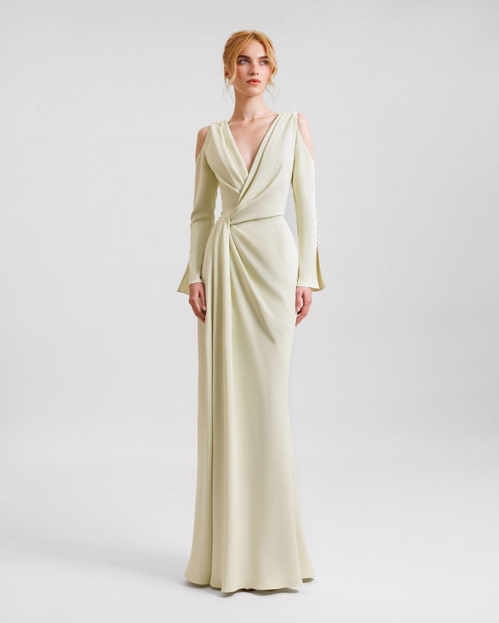 Draped Cut - Out Shoulder Dress - Gemy Maalouf