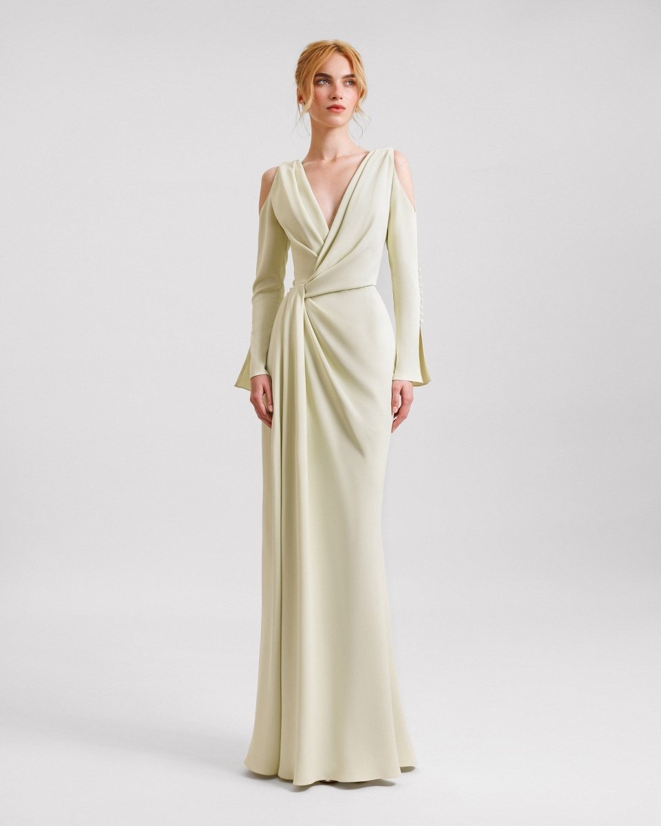 Draped Cut - Out Shoulder Dress - Gemy Maalouf