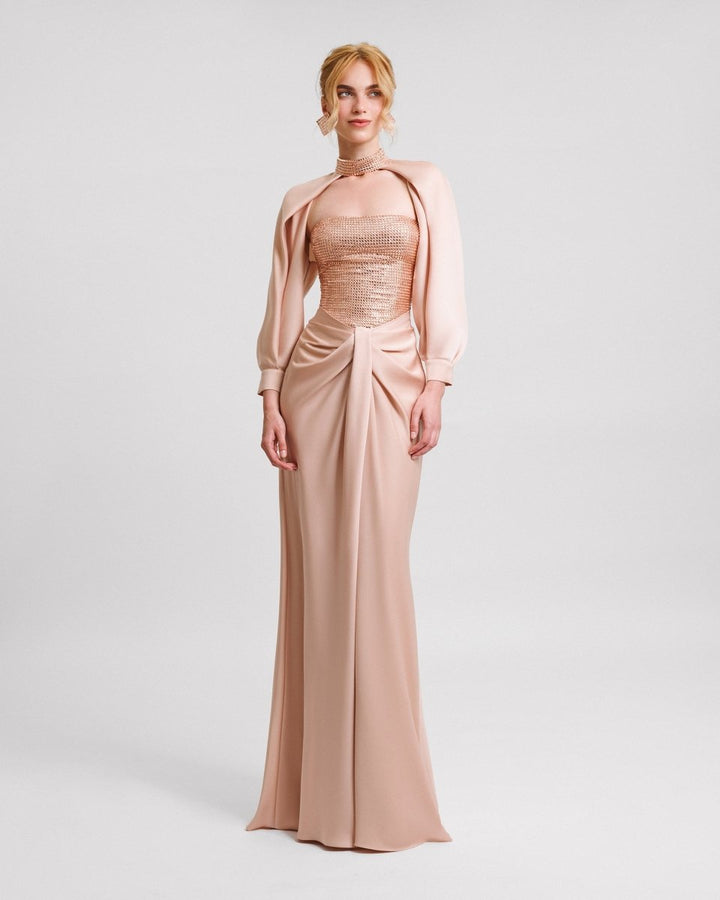 Strapless Long Dress with Bolero - Gemy Maalouf
