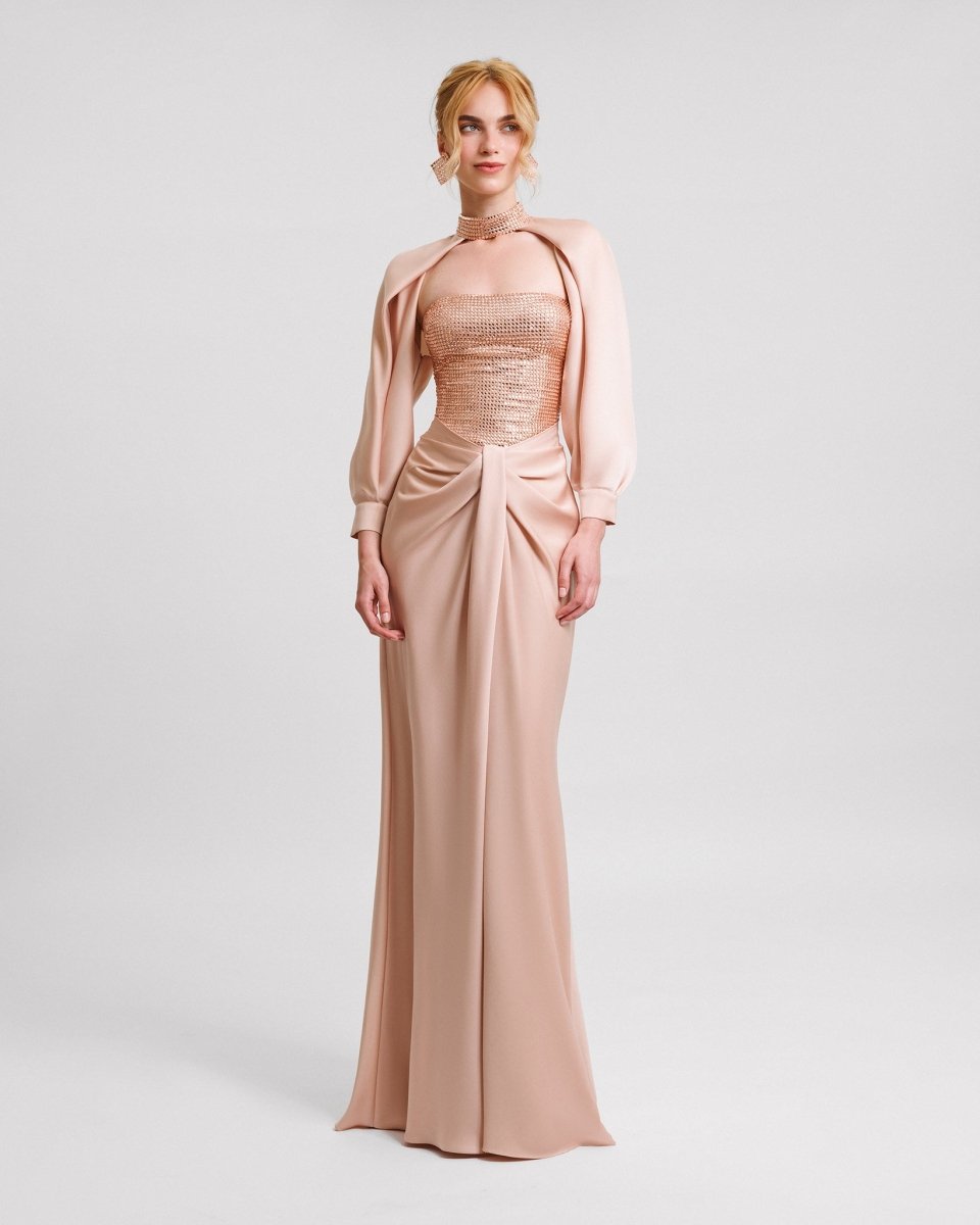 Strapless Long Dress with Bolero - Gemy Maalouf