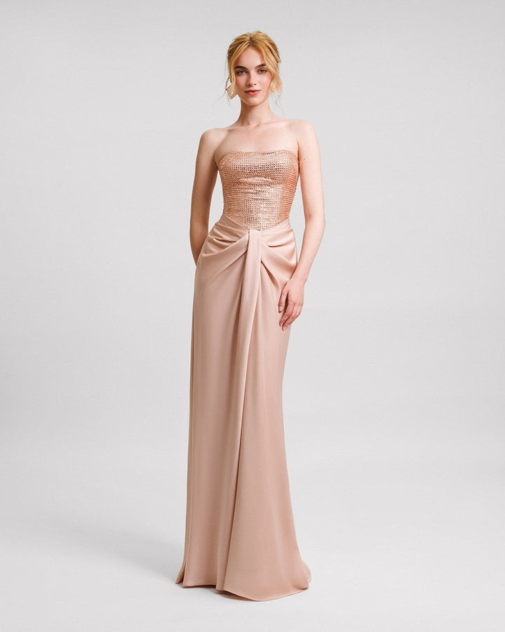 Strapless Long Dress with Bolero - Gemy Maalouf