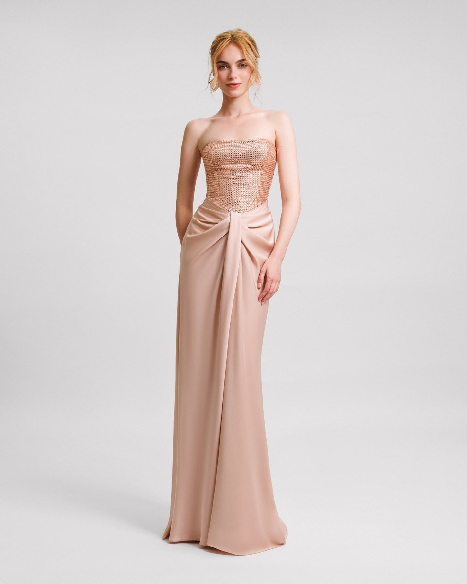 Gemy Maalouf | Evening Dresses | Strapless Long Dress with Bolero Gemy Maalouf | Evening Dresses | Strapless Long Dress with Bolero