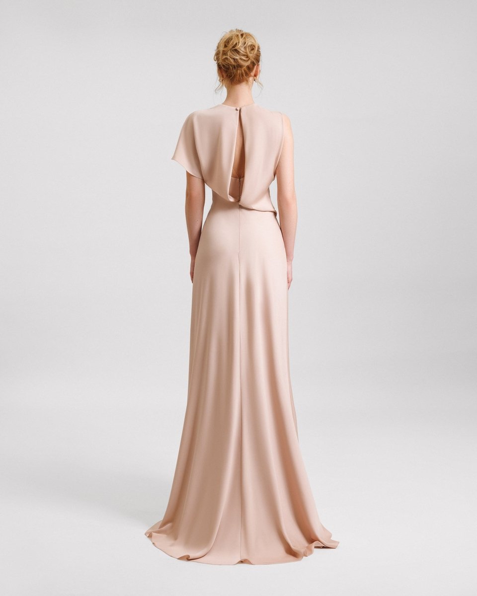 High Collar and Cut - Out Back Dress - Gemy Maalouf