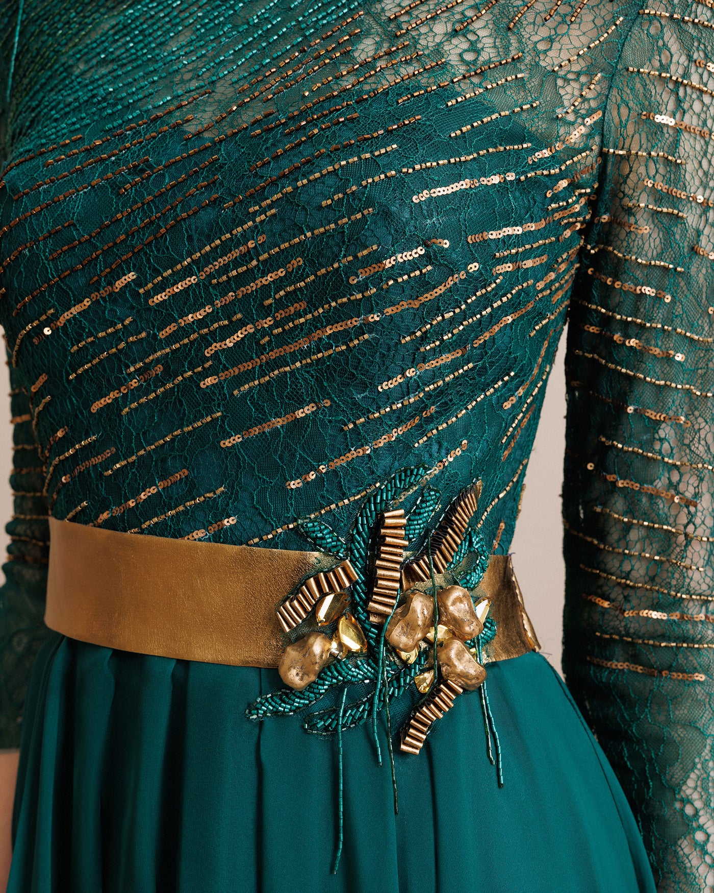 Long Dress With An Embellished Belt