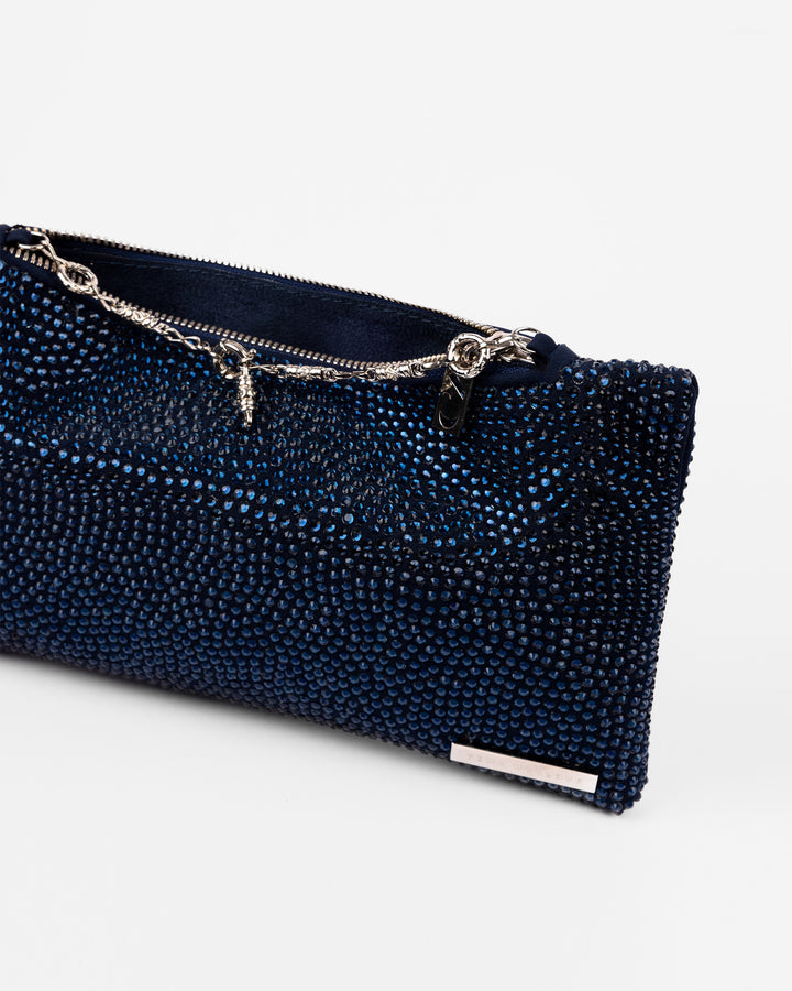 Crystal-Embellished Pouch Clutch