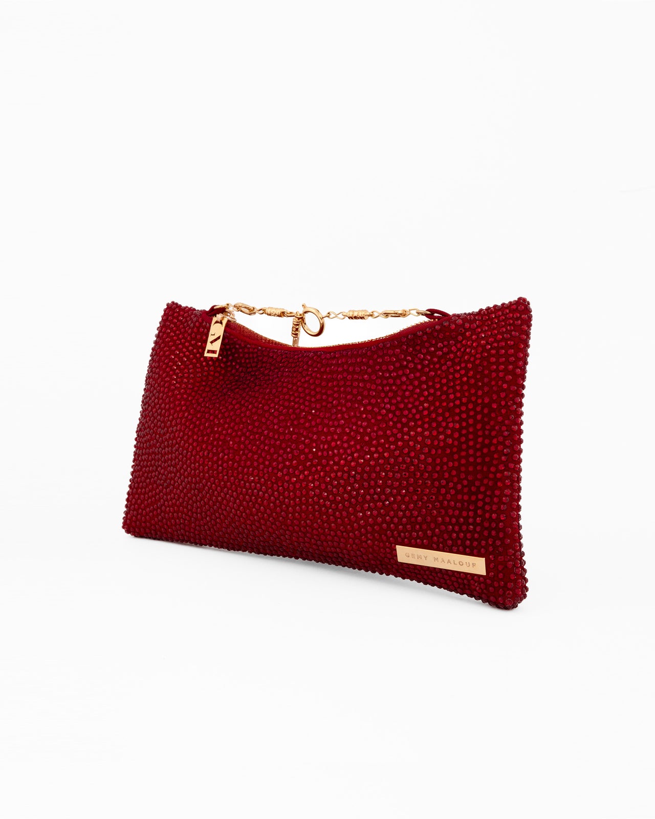 Crystal-Embellished Pouch Clutch