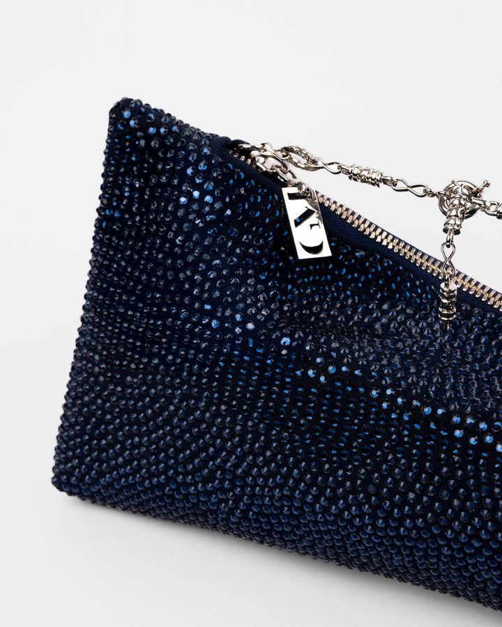 Crystal-Embellished Pouch Clutch