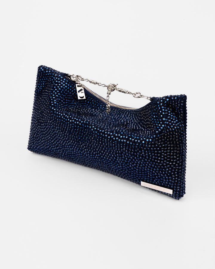Crystal-Embellished Pouch Clutch