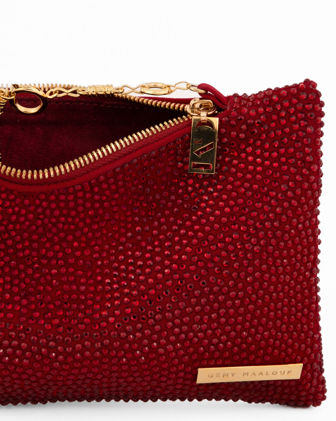 Crystal-Embellished Pouch Clutch