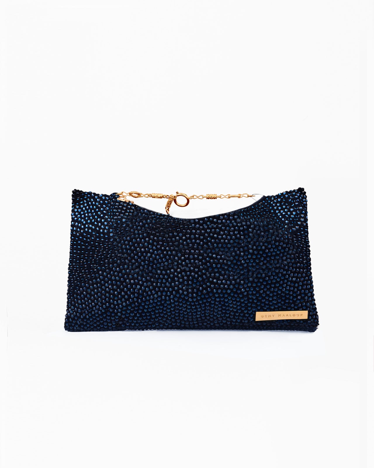 Crystal-Embellished Pouch Clutch