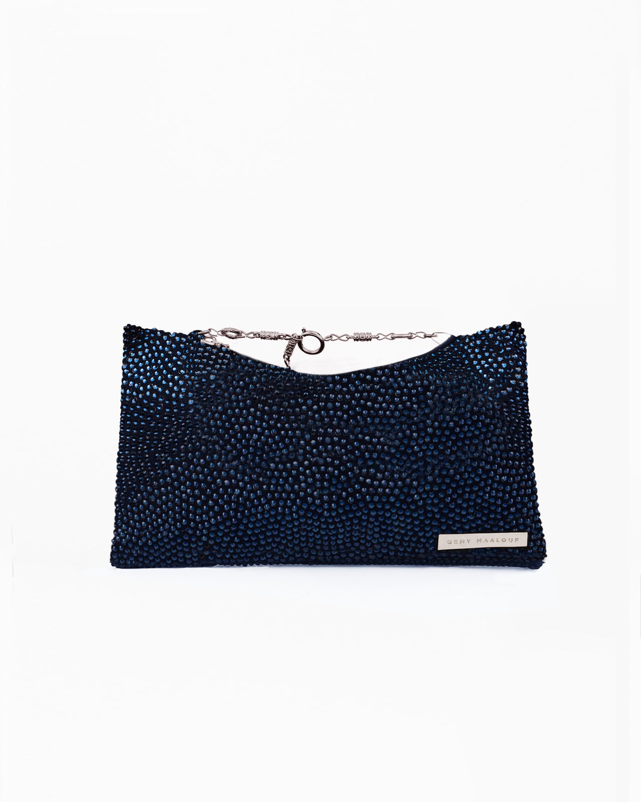 Crystal-Embellished Pouch Clutch