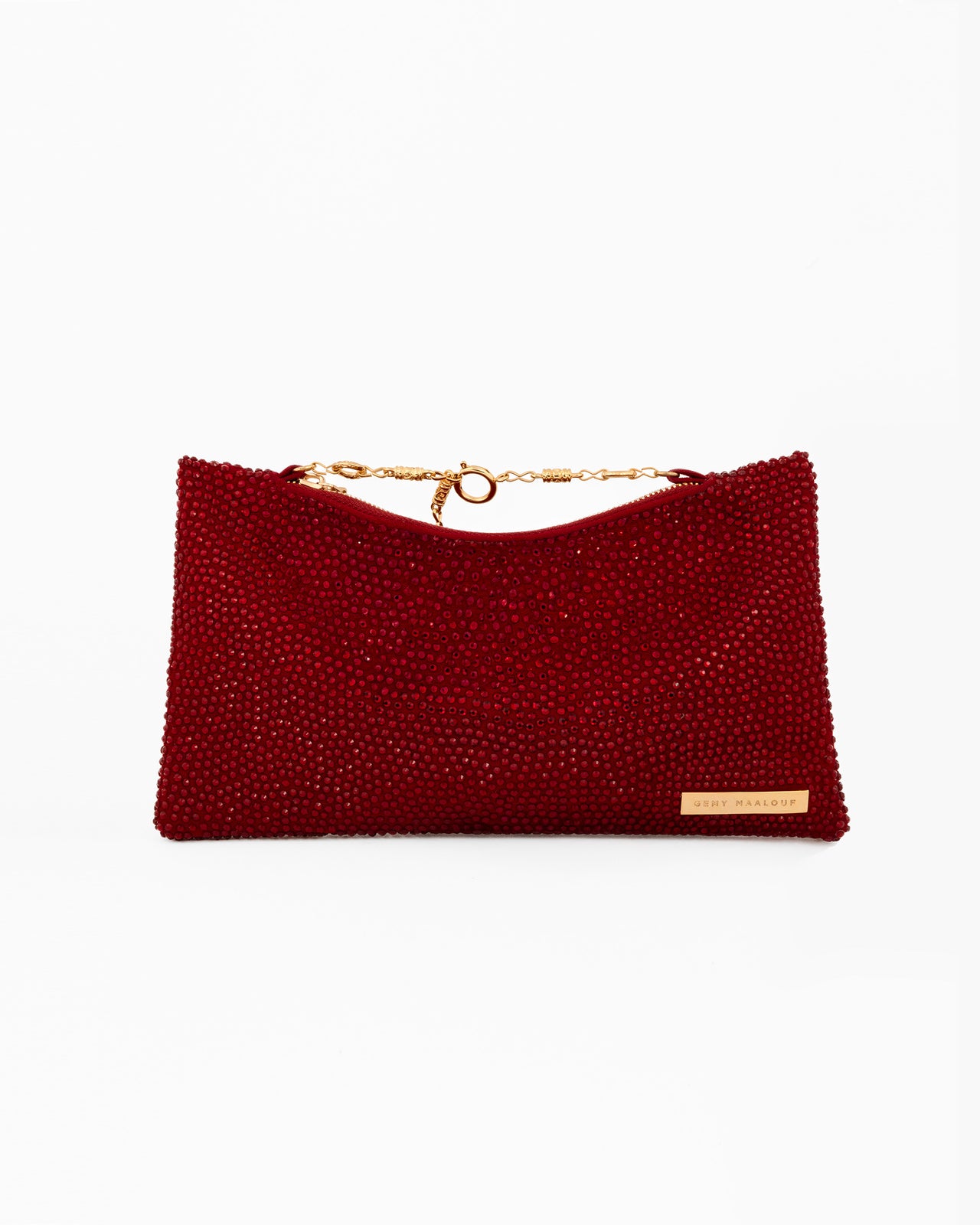 Crystal-Embellished Pouch Clutch