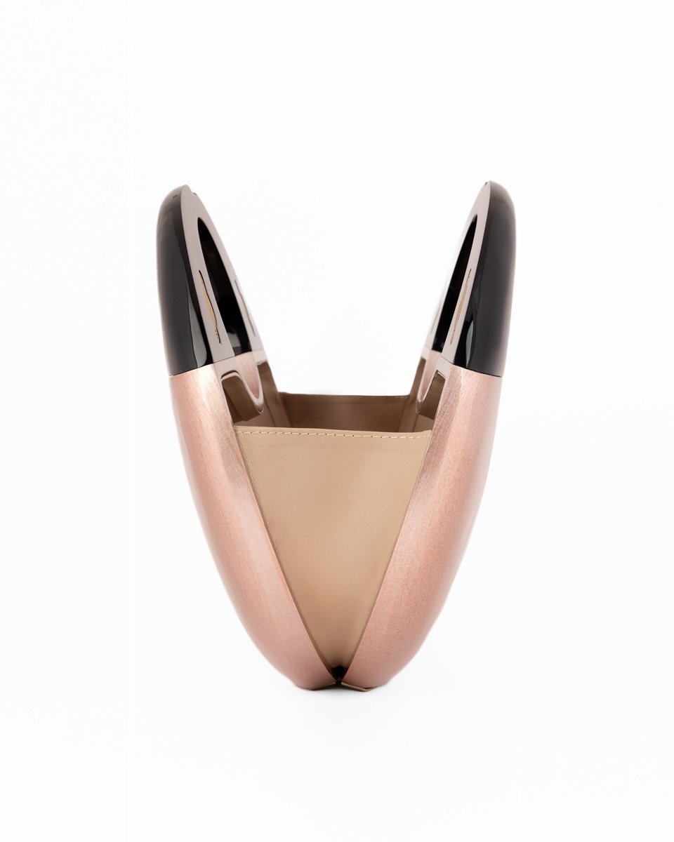 Sculptural Glossy Wooden Clutch - Gemy Maalouf