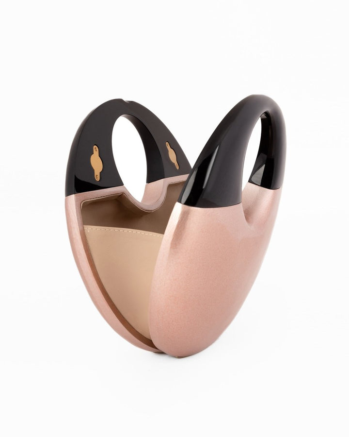 Sculptural Glossy Wooden Clutch - Gemy Maalouf