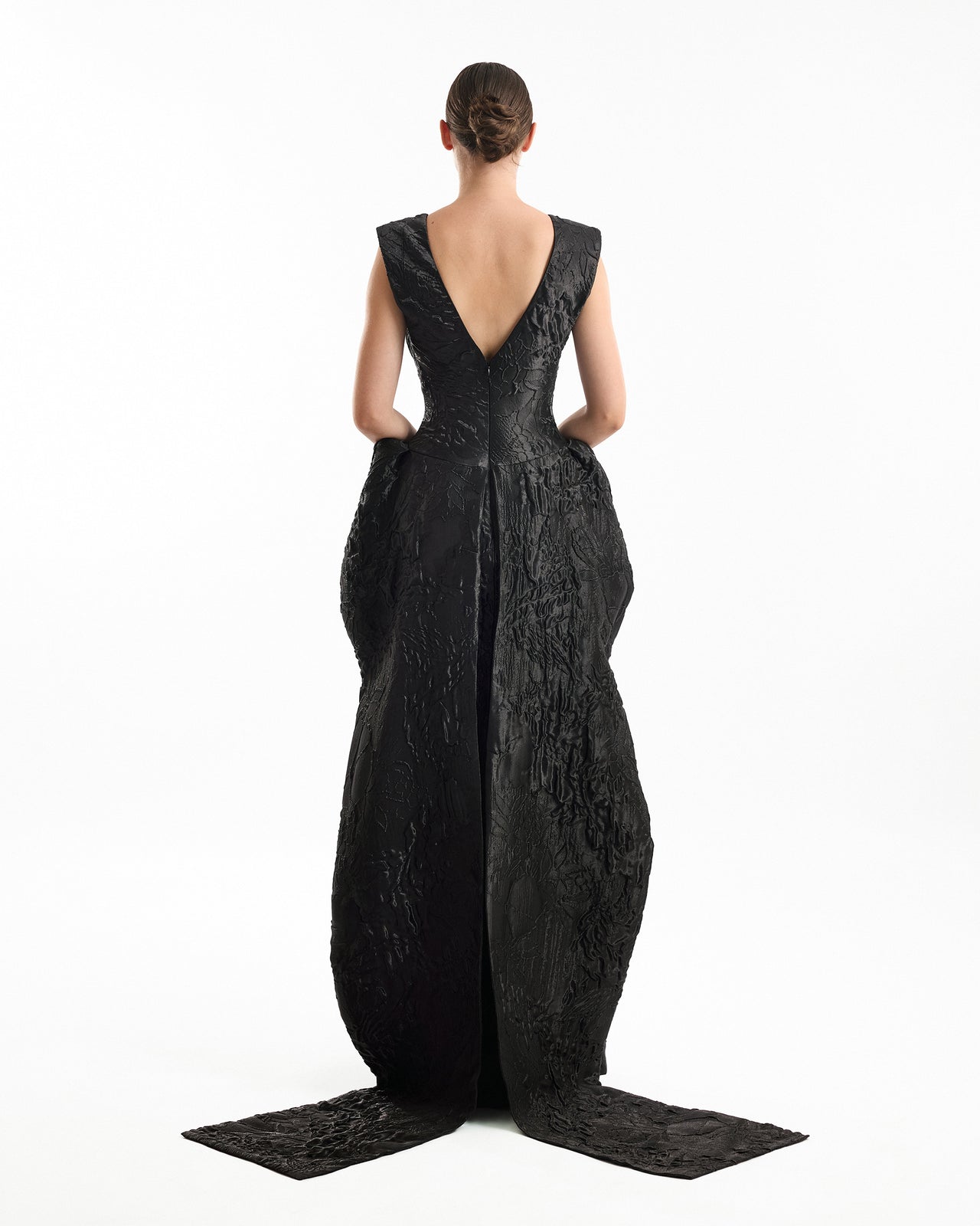 V-Neck Jacquard Gown