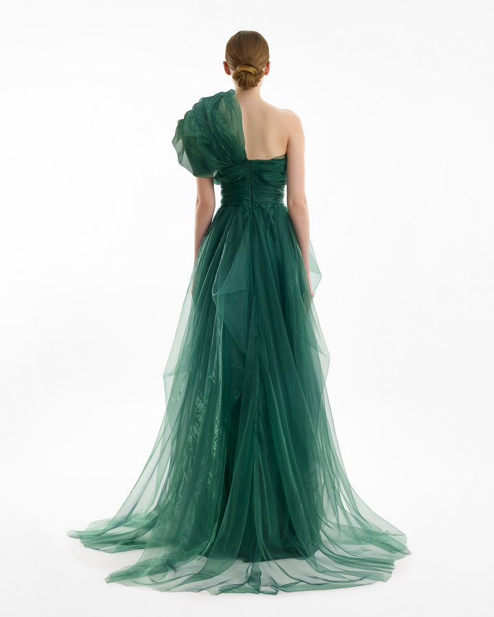 فستان كتف واحد مكشكش