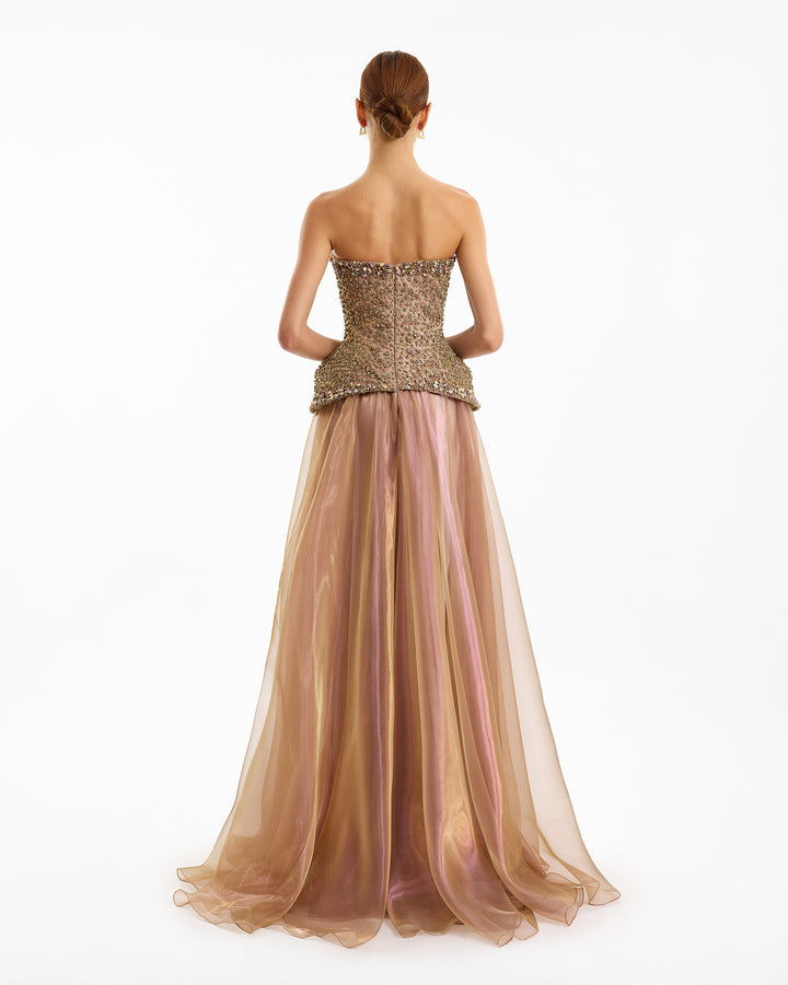 فستان كورسيه مطرز بدون حمالات