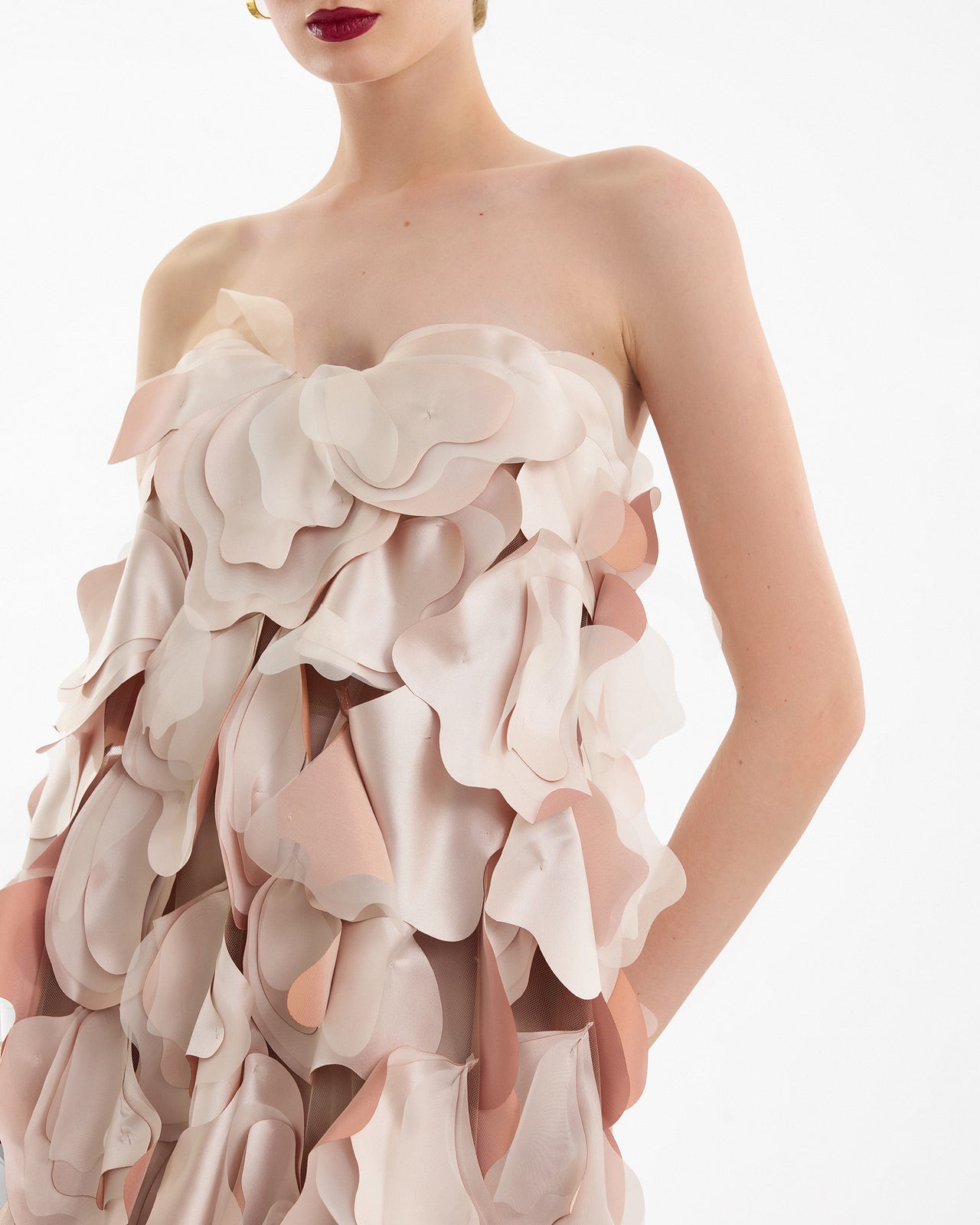 Strapless Gown with 3D Satin Petals