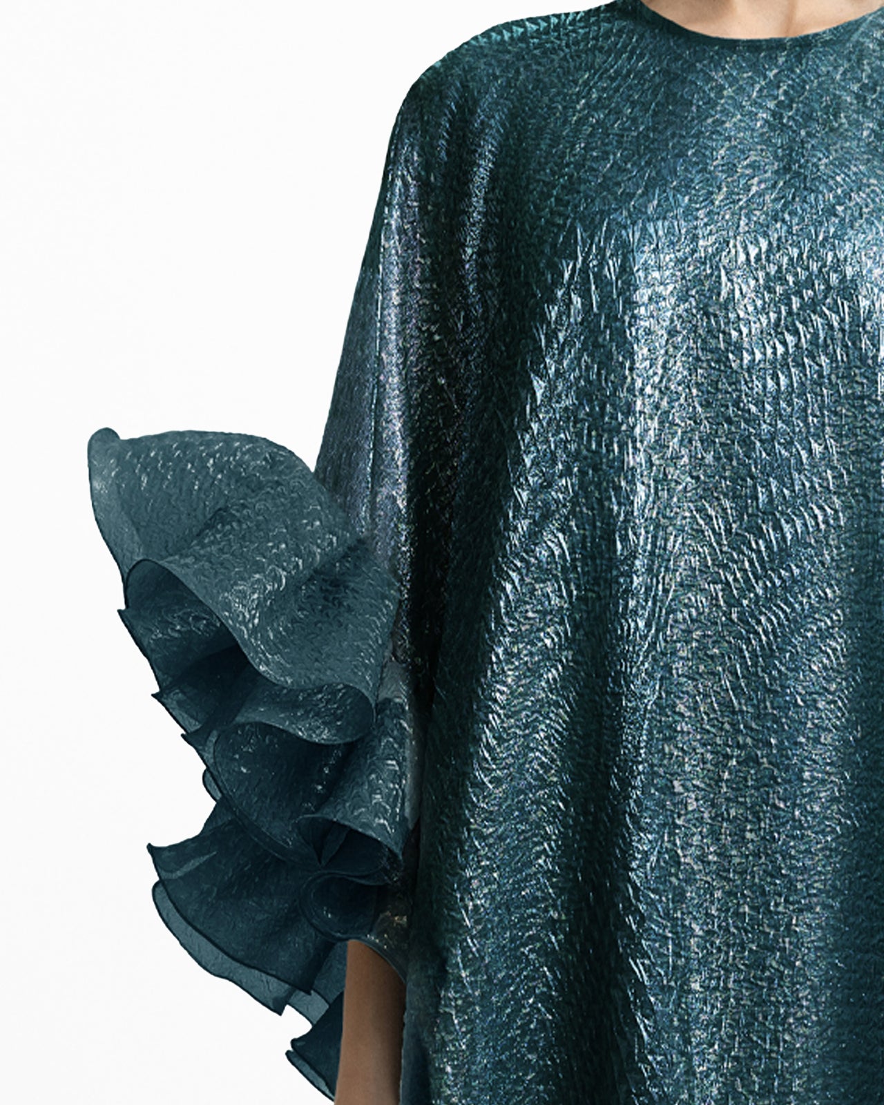 قفطان بأكمام ثلاثة أرباع بكشكش