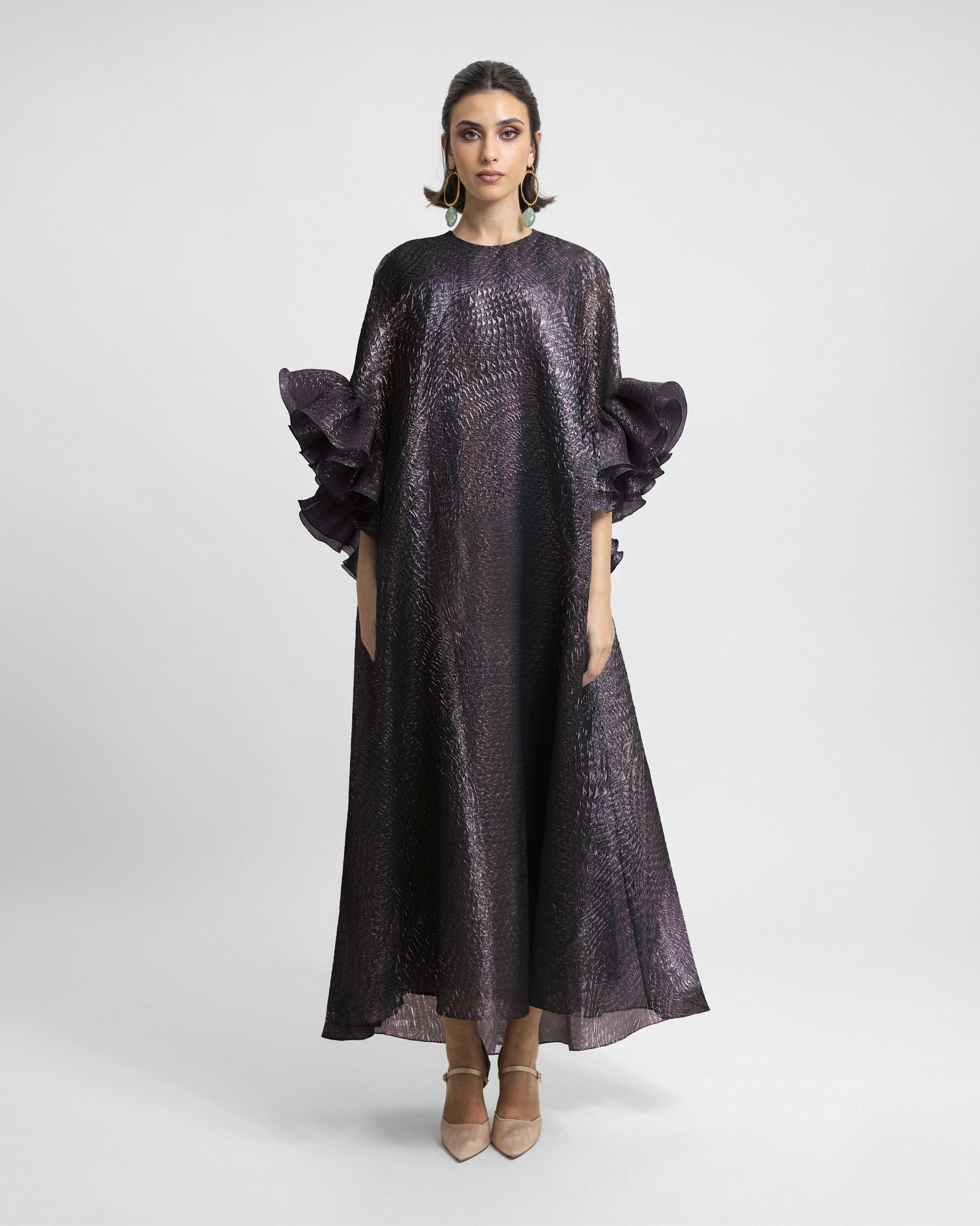 Ruffled 3/4 Sleeves Kaftan