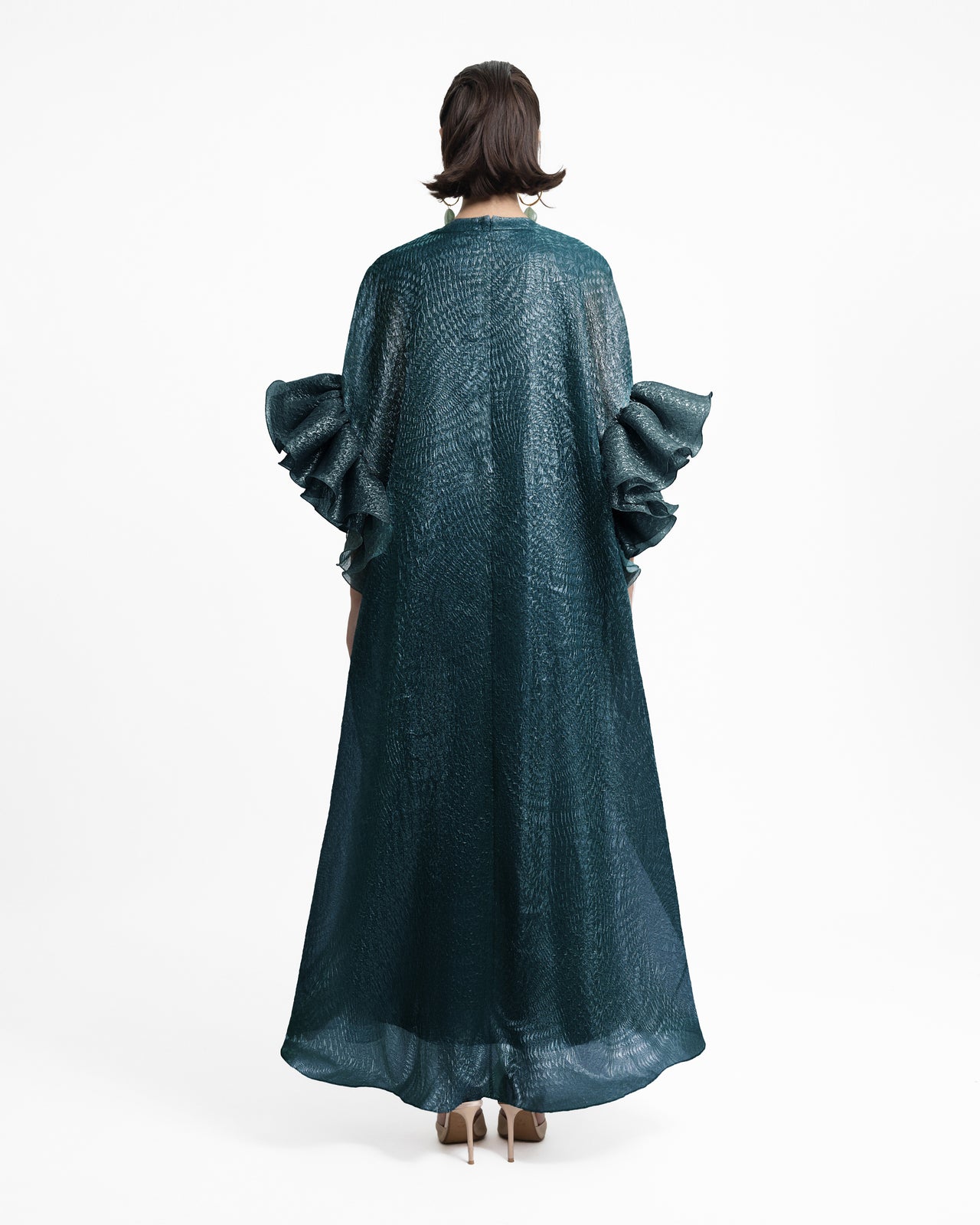 قفطان بأكمام ثلاثة أرباع بكشكش