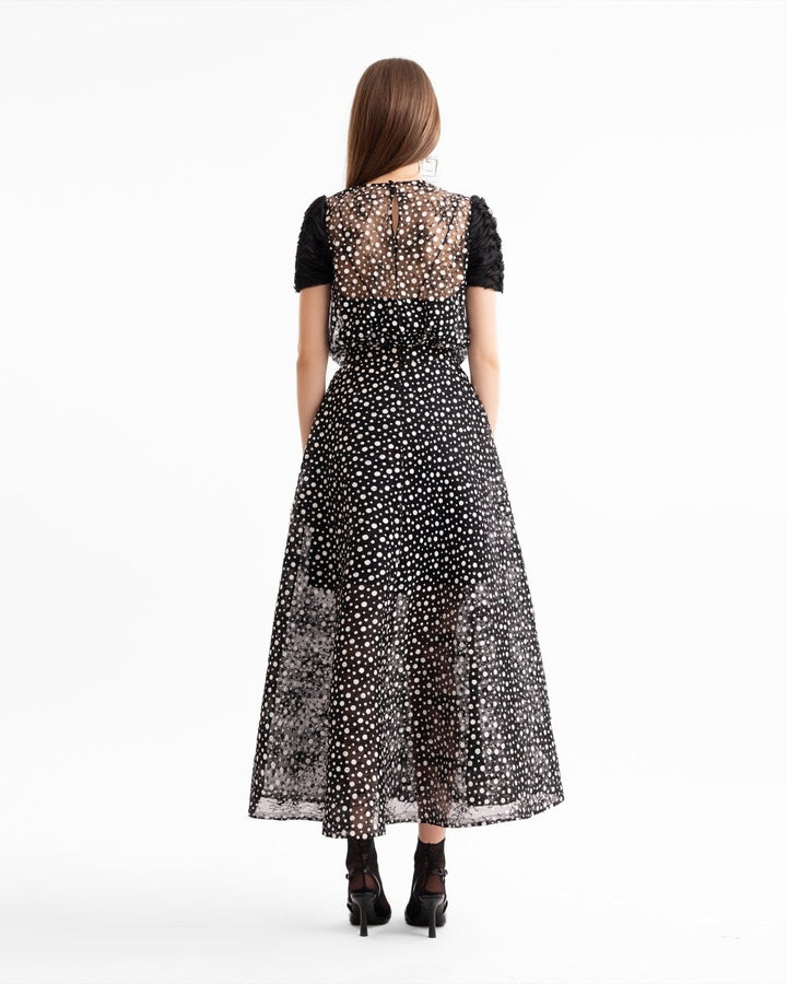 Polka Dot Draped Top & Midi Skirt Set - Gemy Maalouf