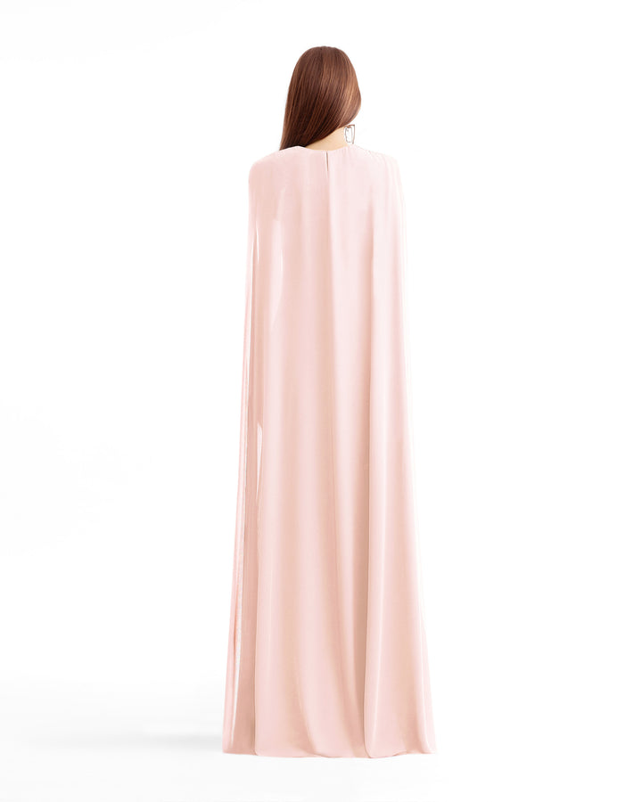 Floral Guipure Top with Cape & Wide-Leg Pants