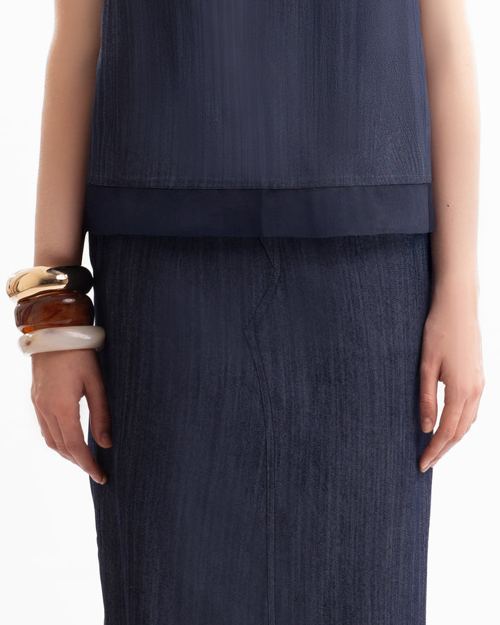 Boxy Top & Slit Midi Skirt