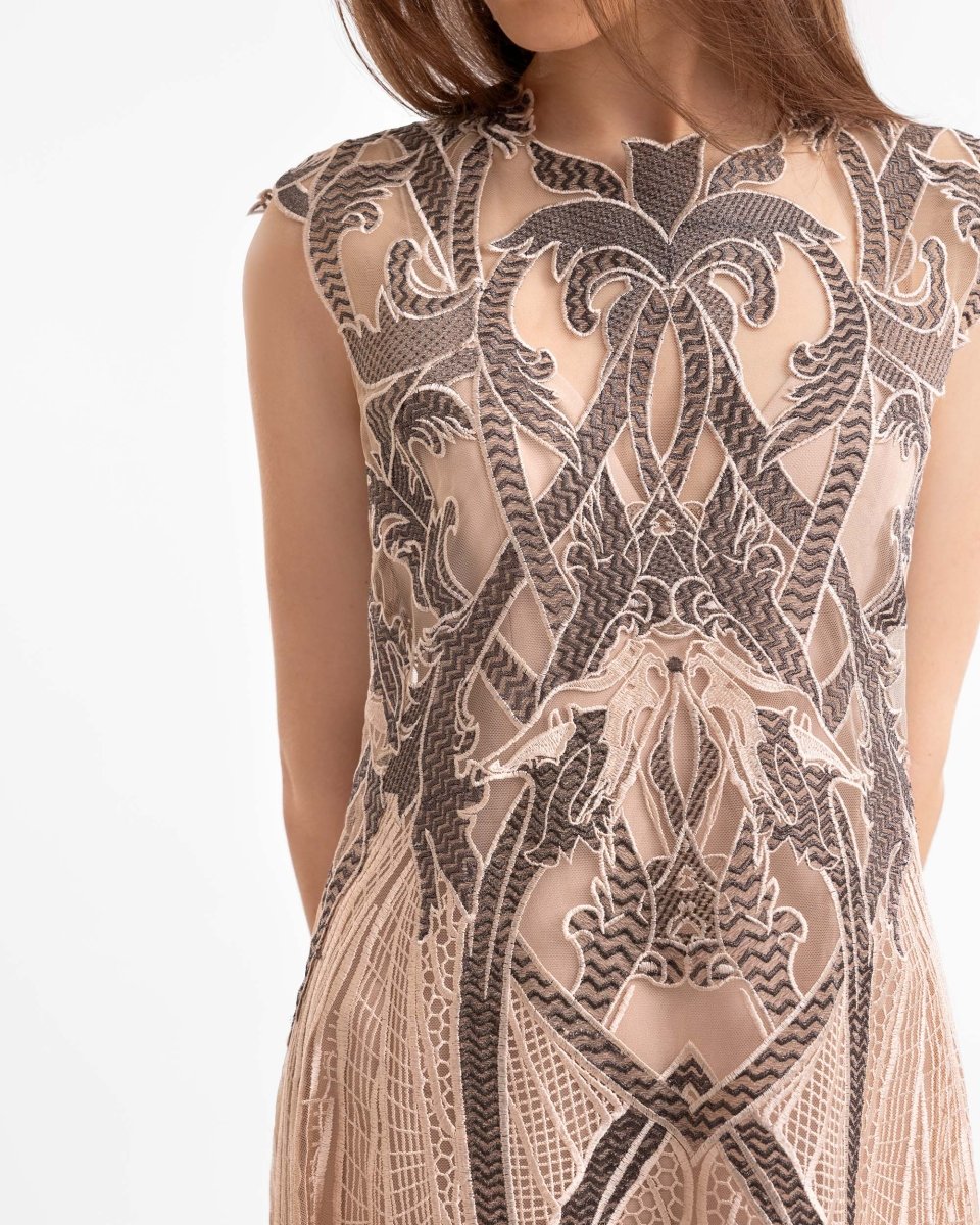 Embroidered Midi Dress - Gemy Maalouf