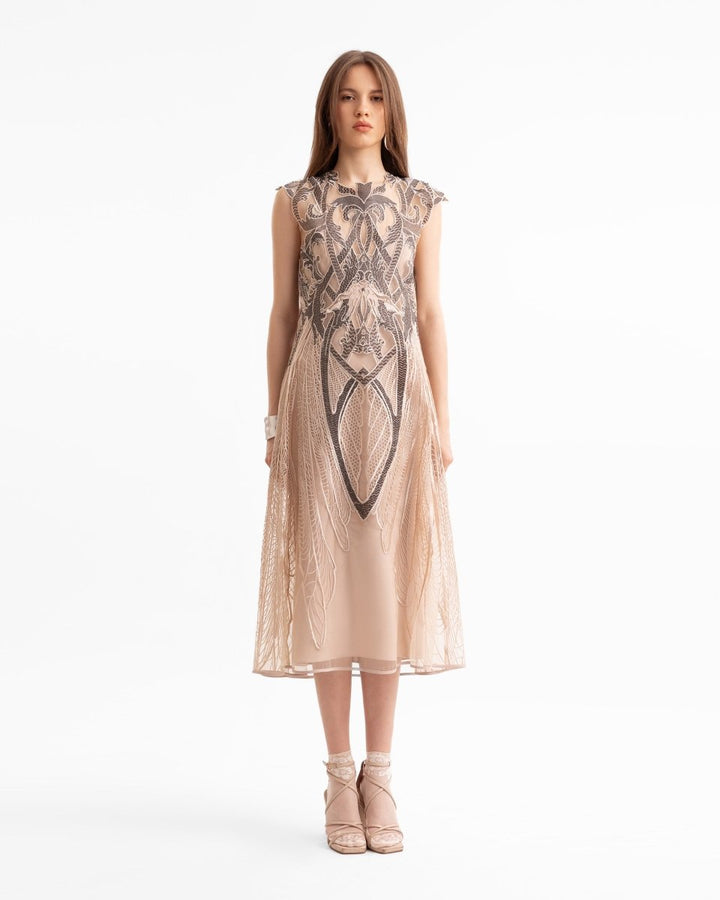 Embroidered Midi Dress - Gemy Maalouf