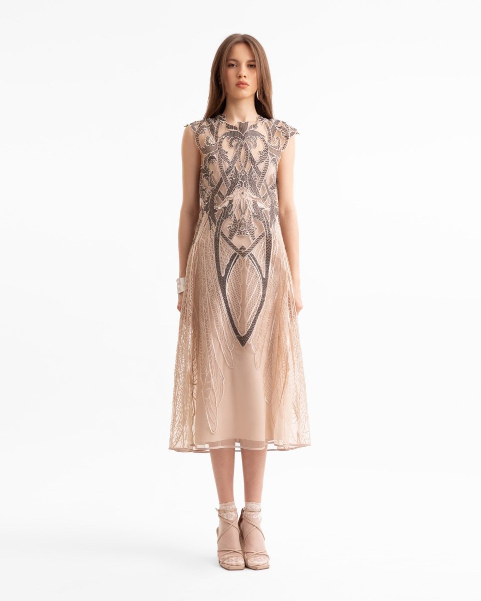 Embroidered Midi Dress - Gemy Maalouf