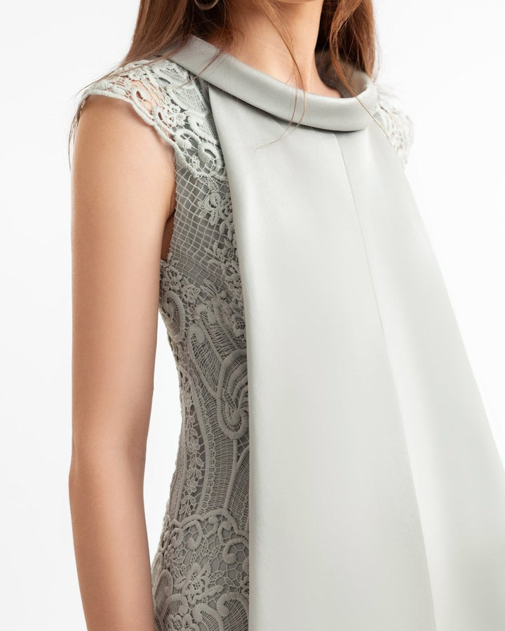 Guipure Dress with Front Overlay - Gemy Maalouf