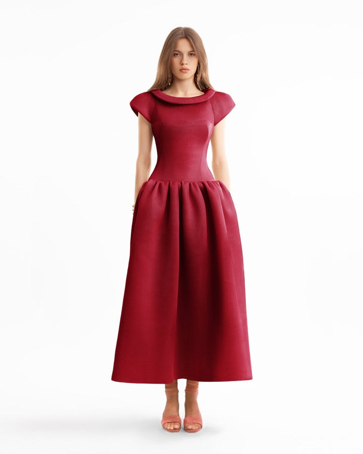Sculpted Neckline Drop - Waist Dress - Gemy Maalouf