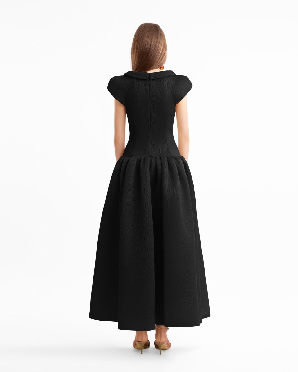 Sculpted Neckline Drop - Waist Dress - Gemy Maalouf