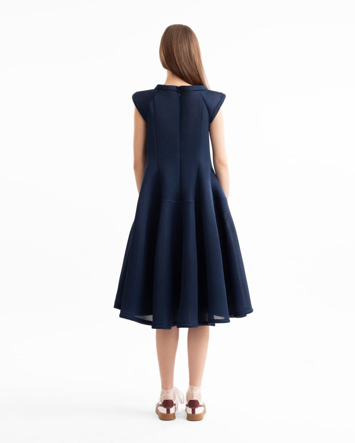 Sculpted Neckline Flared Dress - Gemy Maalouf