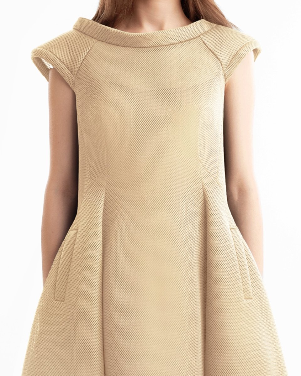 Sculpted Neckline Flared Dress - Gemy Maalouf