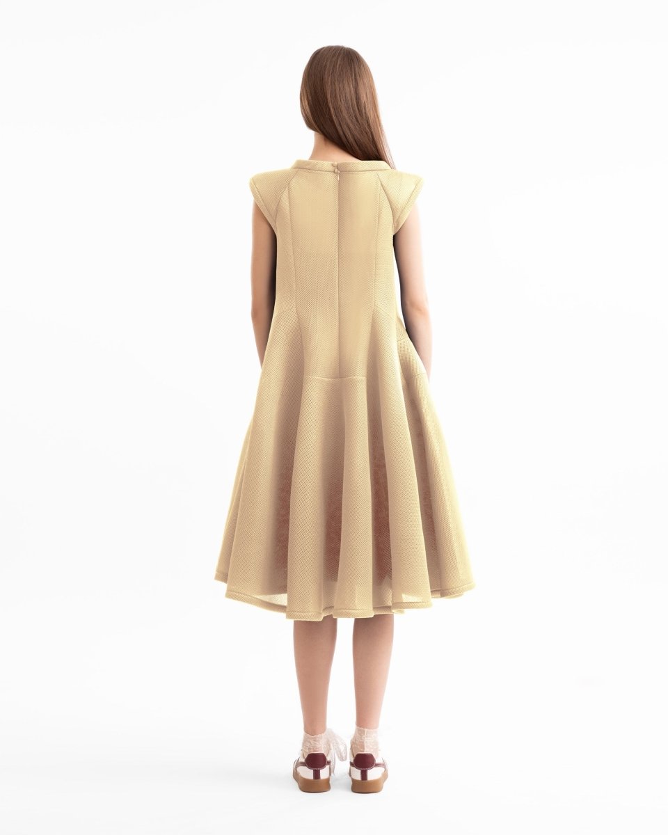 Sculpted Neckline Flared Dress - Gemy Maalouf