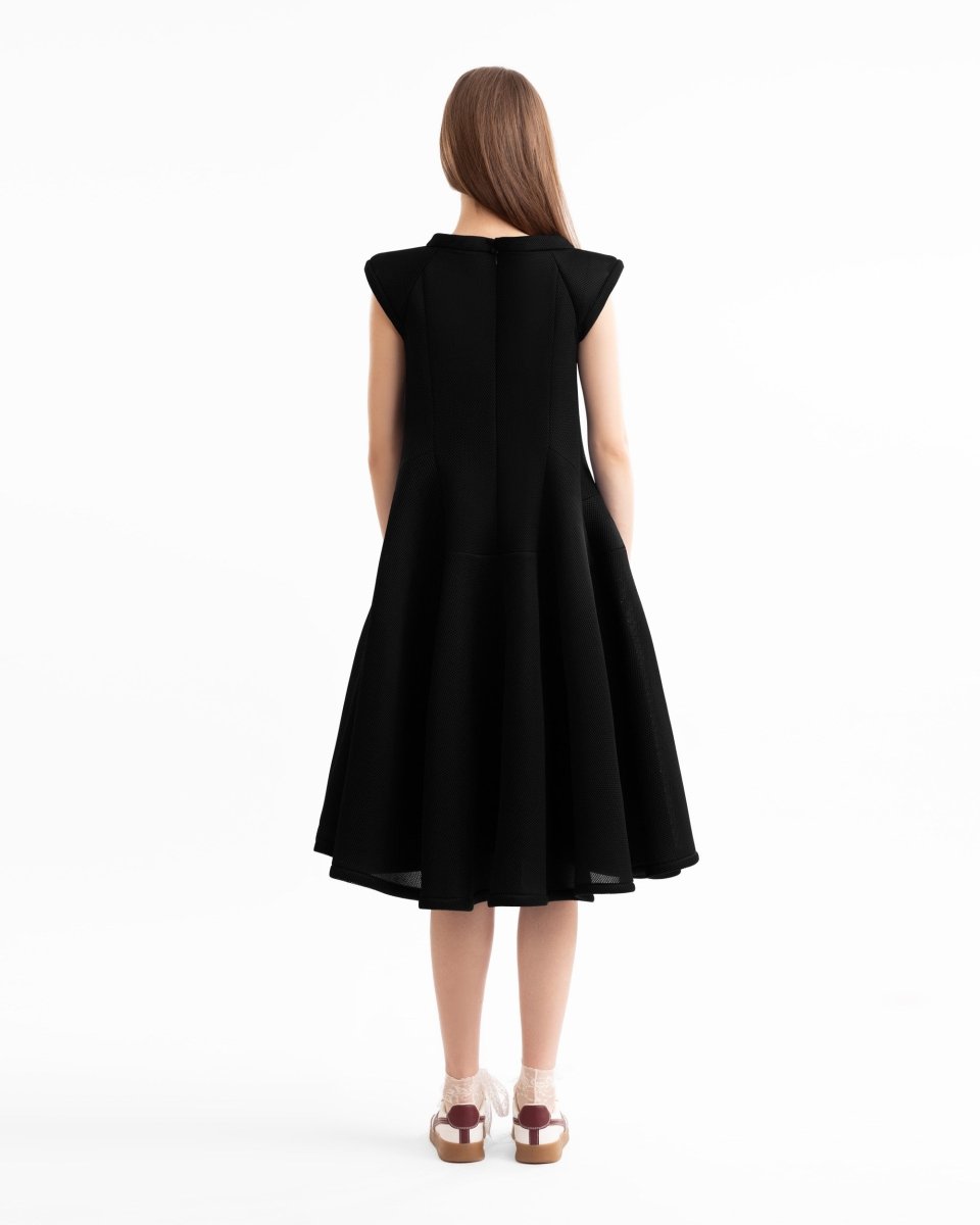 Sculpted Neckline Flared Dress - Gemy Maalouf