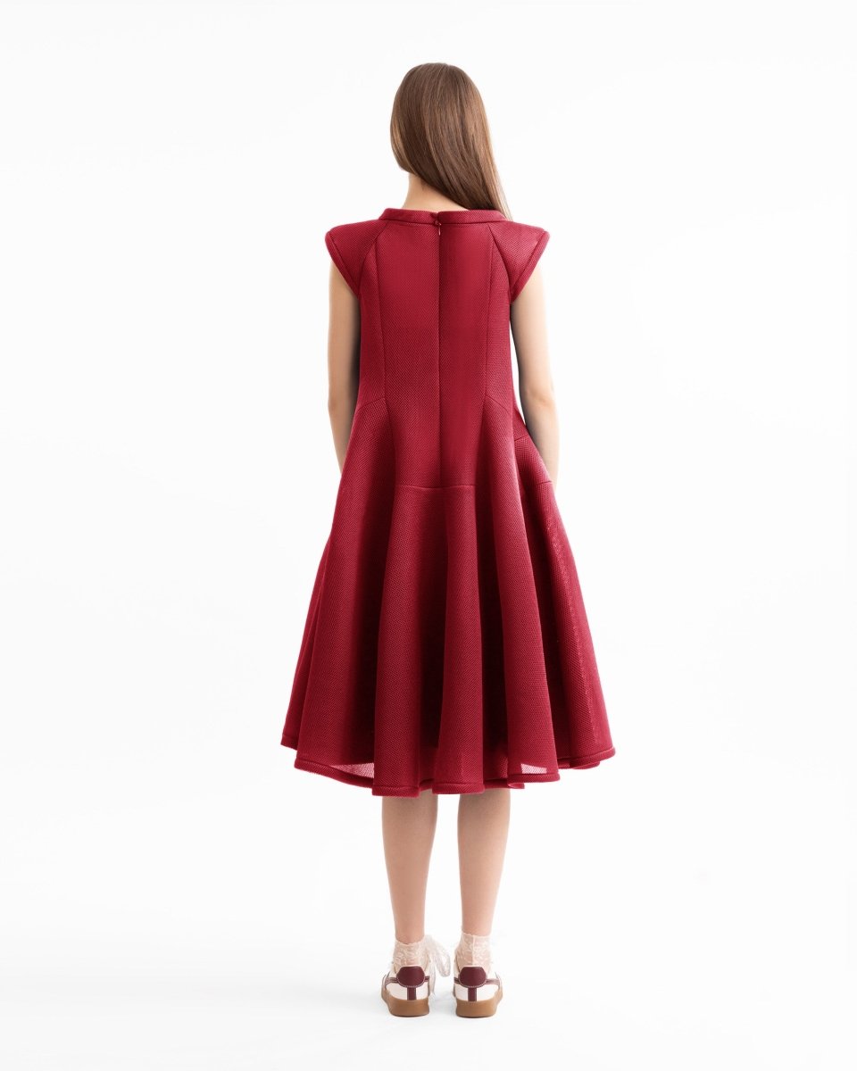 Sculpted Neckline Flared Dress - Gemy Maalouf